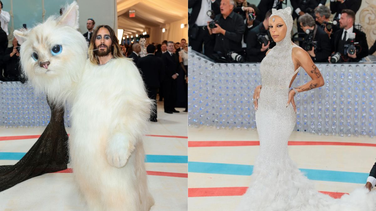 Doja Cat and Jared Leto dressed up like Karl Lagerfeld's cat for the ...
